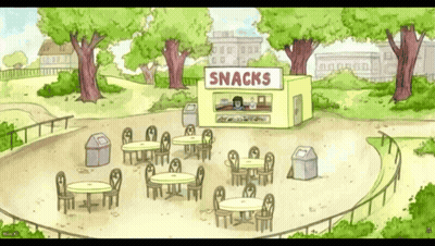 A Cartoon Of A Snack Stand In A Park GIF