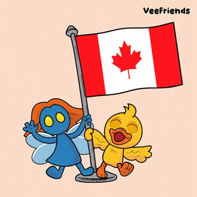 A Cartoon Of A Snake Holding A Canadian Flag Next To A Cat GIF