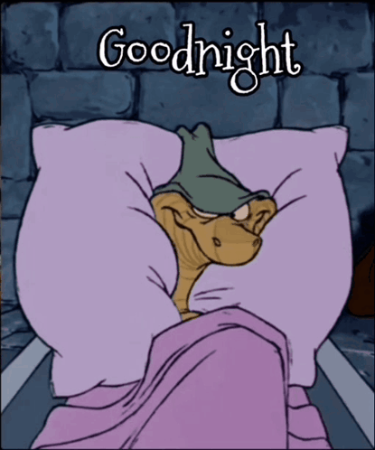 A Cartoon Of A Snake In Bed With The Words Goodnight Written Above It GIF