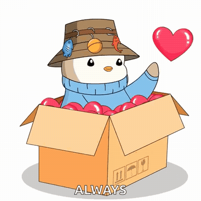 A Cartoon Of A Snowman In A Box With A Heart And The Words `` Always '' . GIF