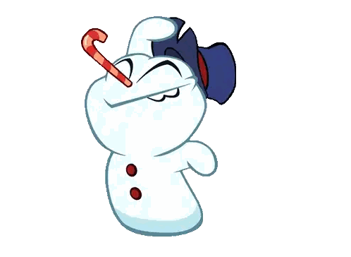 A Cartoon Of A Snowman Wearing A Blue Hat Sticker