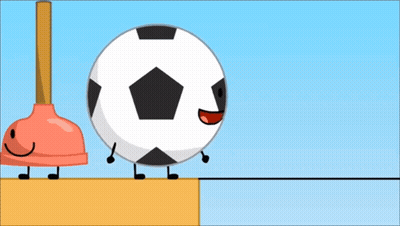 A Cartoon Of A Soccer Ball And A Plunger GIF