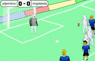 A Cartoon Of A Soccer Game With The Score 0-0 And The Word God GIF