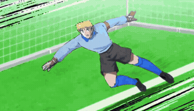 A Cartoon Of A Soccer Player Jumping In The Air To Catch A Ball GIF