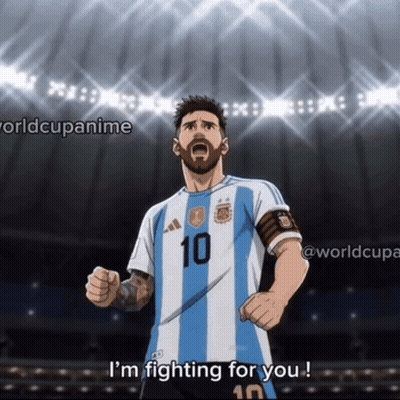 A Cartoon Of A Soccer Player With The Number 10 On His Jersey Says I 'M Fighting For You GIF