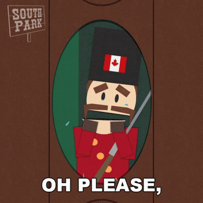 A Cartoon Of A Soldier With A Canadian Flag On His Hat And The Words Please Stop Crying Below Him GIF