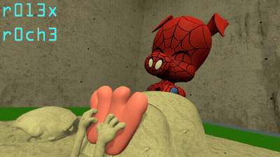 A Cartoon Of A Spider Man Being Tickled By Someone GIF
