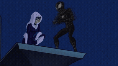 A Cartoon Of A Spider Man Hanging Upside Down From A Building GIF