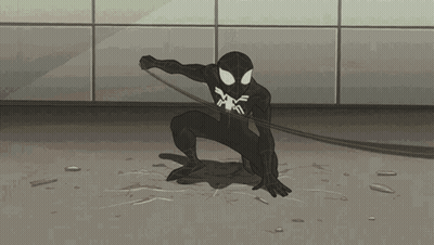 A Cartoon Of A Spider Man Holding A Rope In His Hand GIF