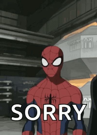 A Cartoon Of A Spider Man Says Sorry GIF