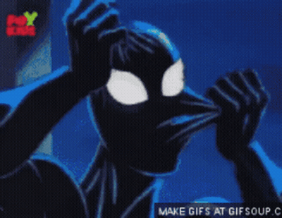 A Cartoon Of A Spiderman With The Words Make Gifs At Gifsoup.c In The Corner GIF