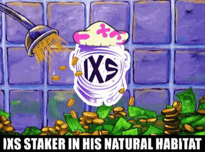 A Cartoon Of A Spongebob Character With The Words Ixs Staker In His Natural Habitat Below It GIF
