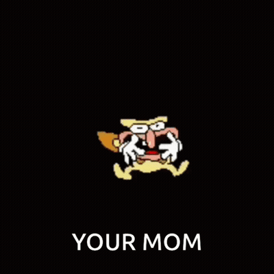 A Cartoon Of A Squirrel With Its Mouth Open And The Words " Your Mom " Underneath It GIF