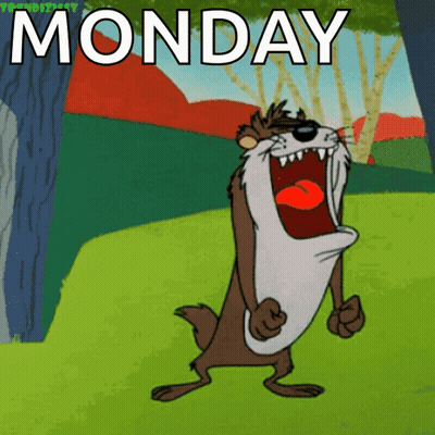 A Cartoon Of A Squirrel With The Word Monday Written Above It GIF