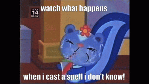A Cartoon Of A Squirrel With The Words Watch What Happens When I Cast A Spell I Don T Know GIF
