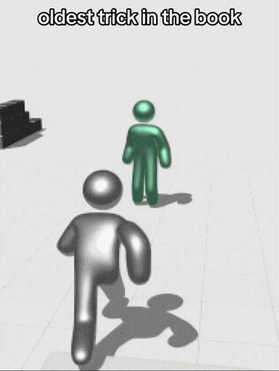 A Cartoon Of A Stick Figure With The Words Oldest Trick In The Book Above Him GIF