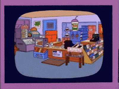 A Cartoon Of A Store With A Sign That Says No GIF