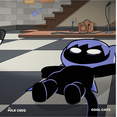 A Cartoon Of A Stuffed Animal With The Words Cool Cats On The Bottom Right GIF