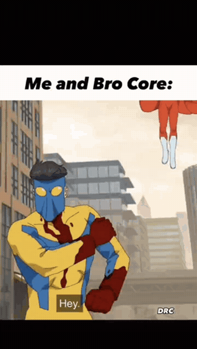 A Cartoon Of A Superhero Talking To Another Superhero In A City . GIF