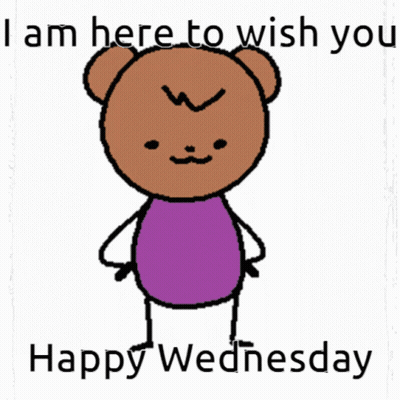 A Cartoon Of A Teddy Bear And A Cloud With The Words " I Am Here To Wish You Happy Wednesday " Below It GIF