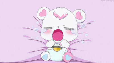 A Cartoon Of A Teddy Bear Crying With The Hashtag Hothotmiso GIF