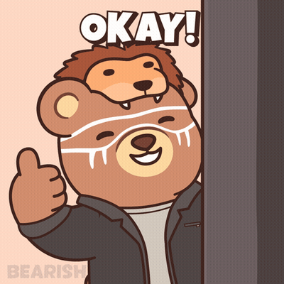 A Cartoon Of A Teddy Bear Giving A Thumbs Up With The Words Okay Written Above Him GIF