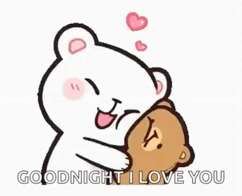 A Cartoon Of A Teddy Bear Hugging Another Teddy Bear And Saying Goodnight I Love You . GIF