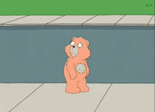 A Cartoon Of A Teddy Bear Jumping Into A Swimming Pool GIF
