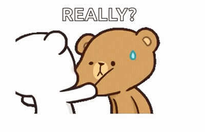 A Cartoon Of A Teddy Bear Kissing Another Teddy Bear With The Words `` Really '' Written Above It . GIF