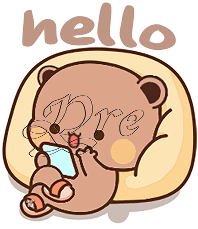 A Cartoon Of A Teddy Bear Laying On A Pillow With The Word Hello Written Above It GIF