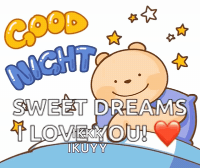 A Cartoon Of A Teddy Bear Saying Good Night Sweet Dreams GIF