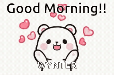 A Cartoon Of A Teddy Bear Surrounded By Hearts And The Words `` Good Morning ! `` GIF
