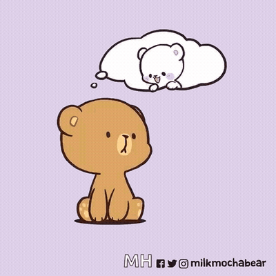 A Cartoon Of A Teddy Bear Thinking About A White Bear . GIF