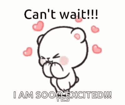 A Cartoon Of A Teddy Bear With Hearts Around It And The Words `` Can 'T Wait !!! '' . GIF