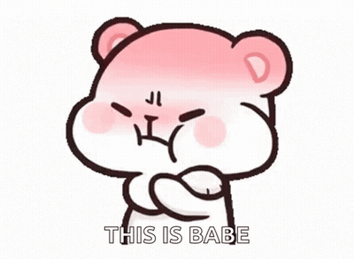 A Cartoon Of A Teddy Bear With His Arms Crossed And The Words `` This Is Babe '' Written Below It . GIF
