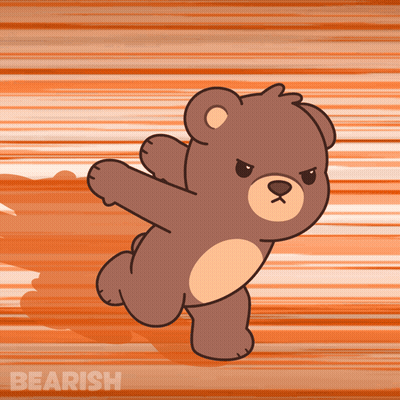 A Cartoon Of A Teddy Bear With The Word Bearish On The Bottom Right GIF