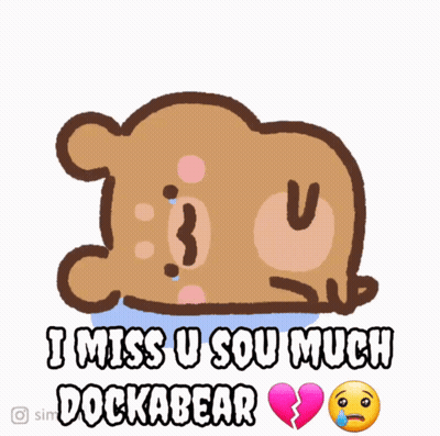 A Cartoon Of A Teddy Bear With The Words I Miss U Sou Much Dockabear GIF