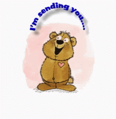 A Cartoon Of A Teddy Bear With The Words To Brighten Up Your Day GIF