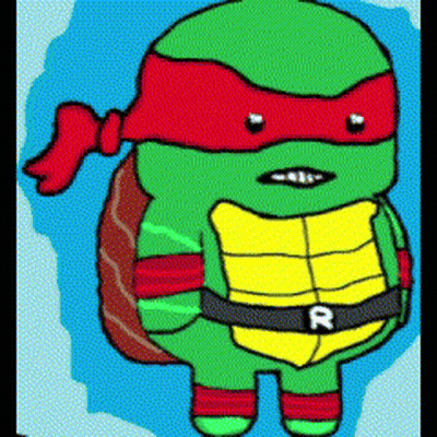 A Cartoon Of A Teenage Mutant Ninja Turtle With The Letter R On Its Belt GIF