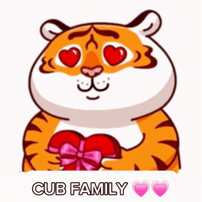 A Cartoon Of A Tiger Holding A Heart And The Words Cub Family GIF
