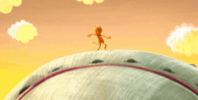 A Cartoon Of A Tiger Jumping Off A Cliff GIF