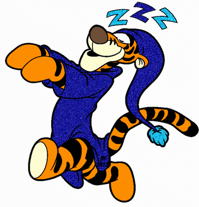 A Cartoon Of A Tiger Sleeping With Zzz Written On His Head GIF