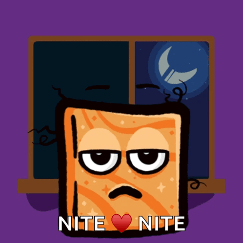A Cartoon Of A Toaster With A Sad Face And The Words " Nite Nite " On The Bottom GIF