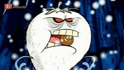 A Cartoon Of A Tomato With A Brown Ball In Its Mouth And The Word Comedy On The Bottom GIF