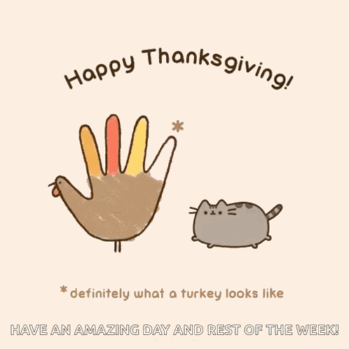 A Cartoon Of A Turkey And A Cat With The Words Happy Thanksgiving GIF