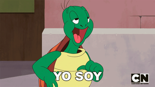 A Cartoon Of A Turtle That Says Yo Soy On It GIF