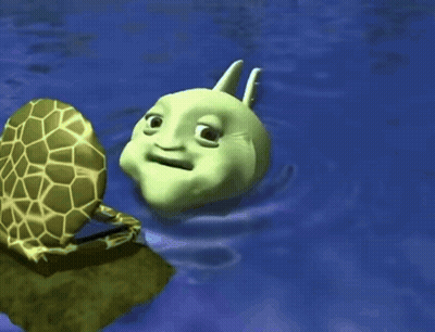 A Cartoon Of A Turtle With A Man 'S Face On Its Back GIF