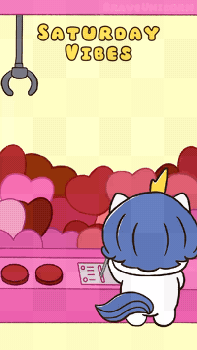 A Cartoon Of A Unicorn Playing A Game With The Words Saturday Vibes Above It GIF