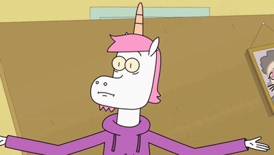 A Cartoon Of A Unicorn With A Purple Hoodie GIF