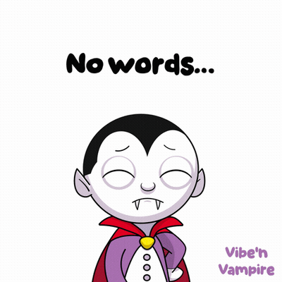 A Cartoon Of A Vampire Covering His Face With His Hand And The Words No Words Below Him GIF